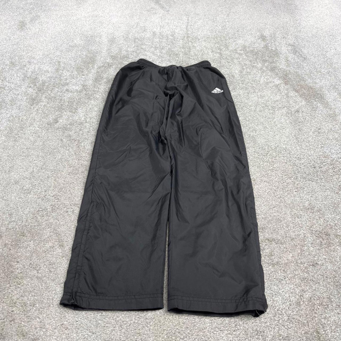Vintage Adidas trackies S loose black y2k style joggers adjustable embroidered logo pants