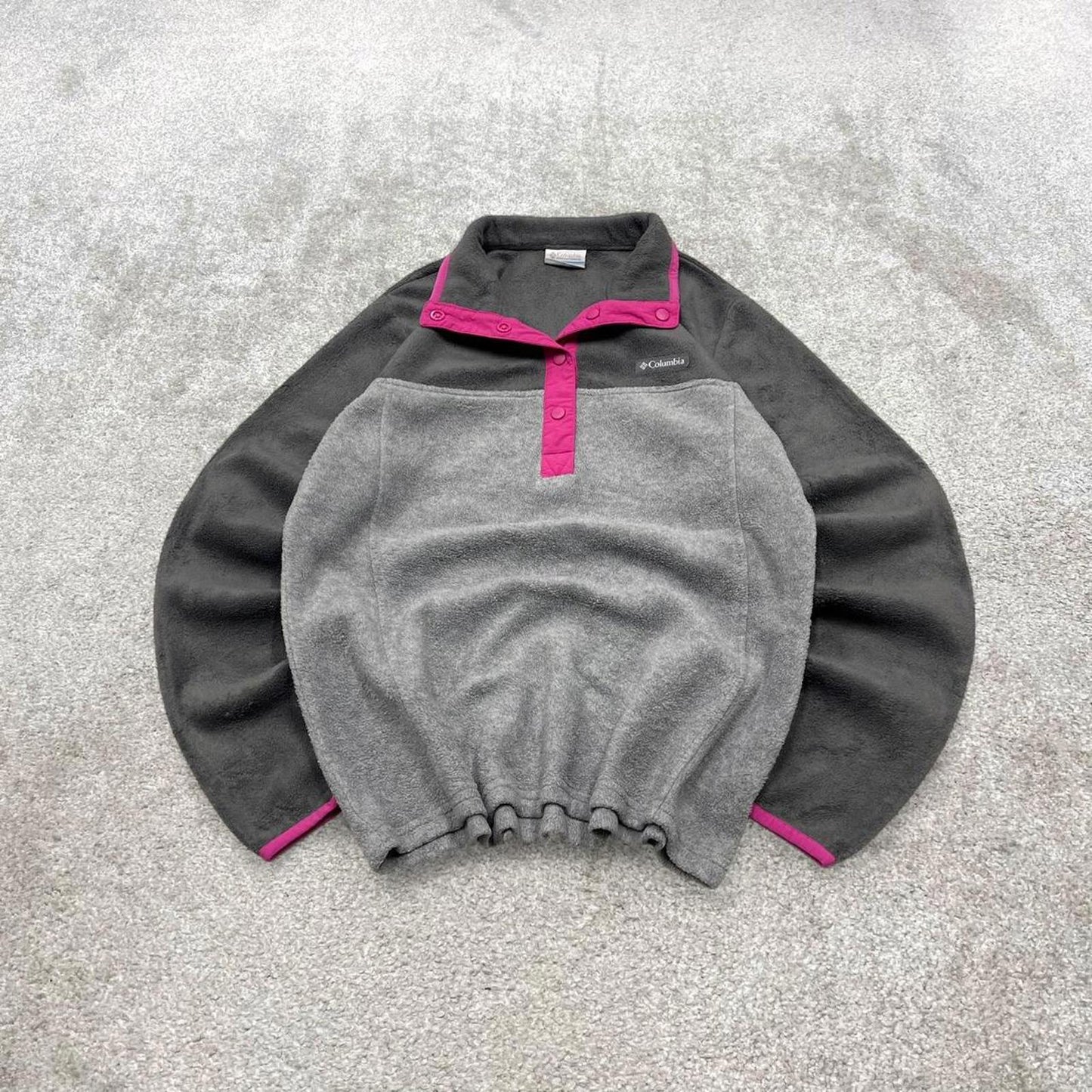 Grey Womens Columbia technical snap t fleece Medium y2k style autumn casual winter
