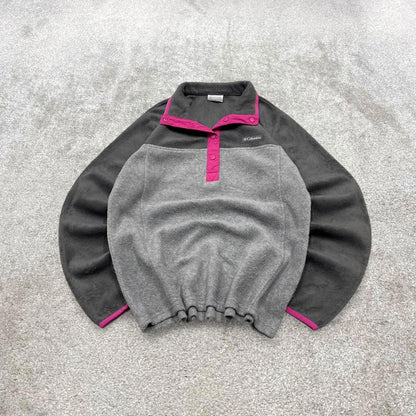 Grey Womens Columbia technical snap t fleece Medium y2k style autumn casual winter
