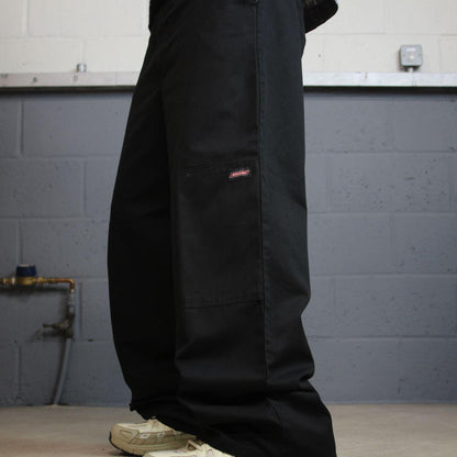 Dickies baggy double knee carpenter pants black W36L32 Loose leg twill chino skate work trousers