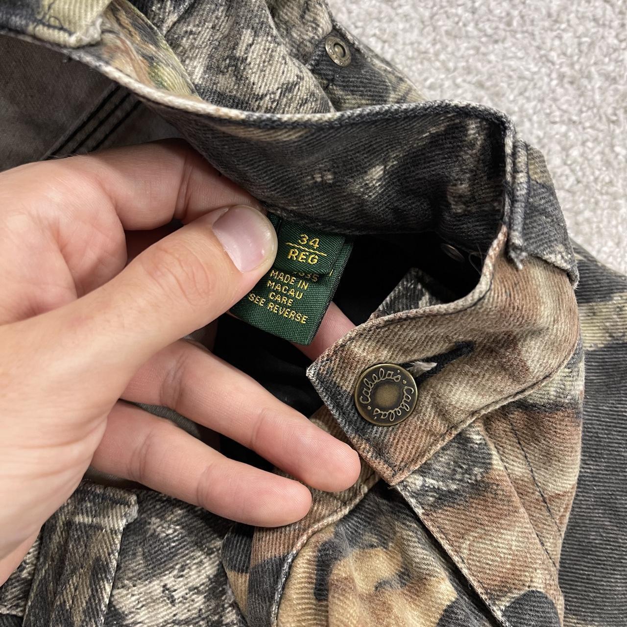 Cabela’s Mossy Oak camo jeans W32L34 khaki 5 pocket straight fit camouflage hunting style pants