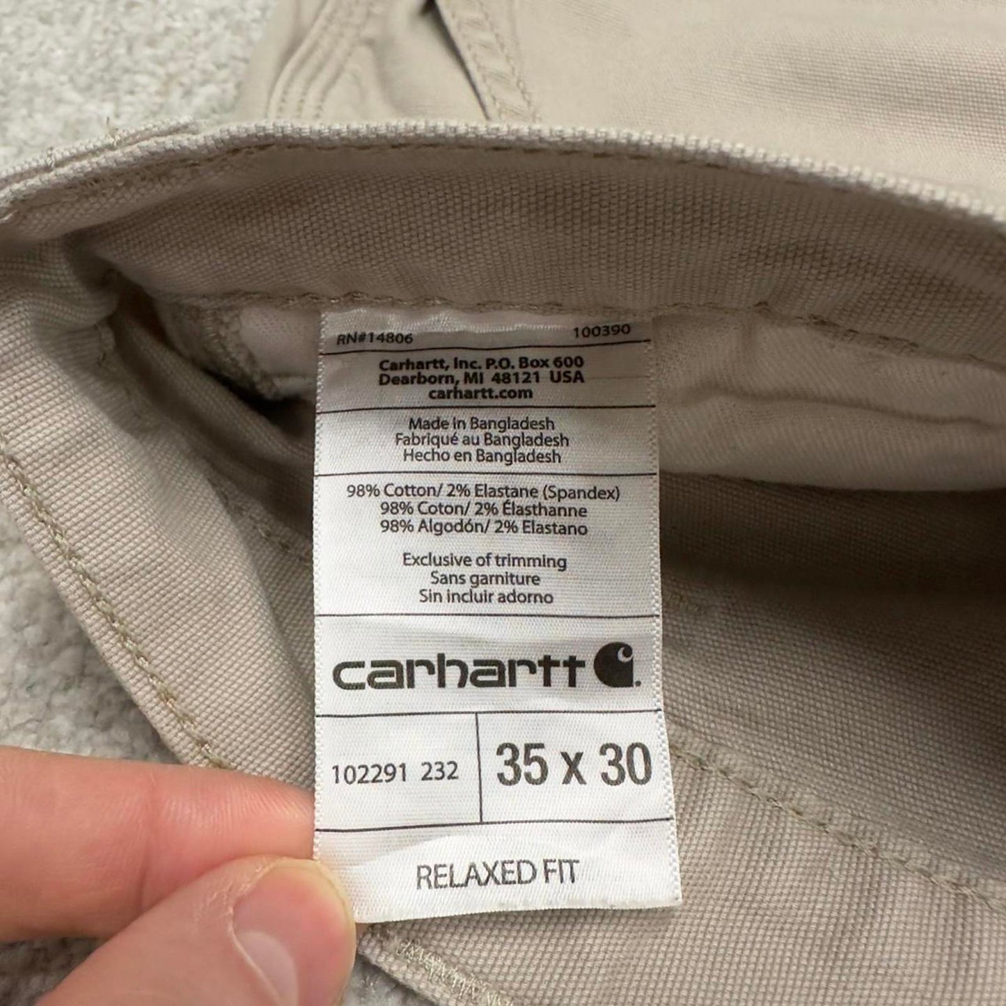 Carhartt carpenter skater pants W35L30 beige relaxed 90s style cargos