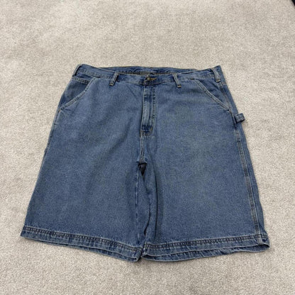 Long baggy denim shorts carpenter blue Loose leg workwear skater style surf jorts
