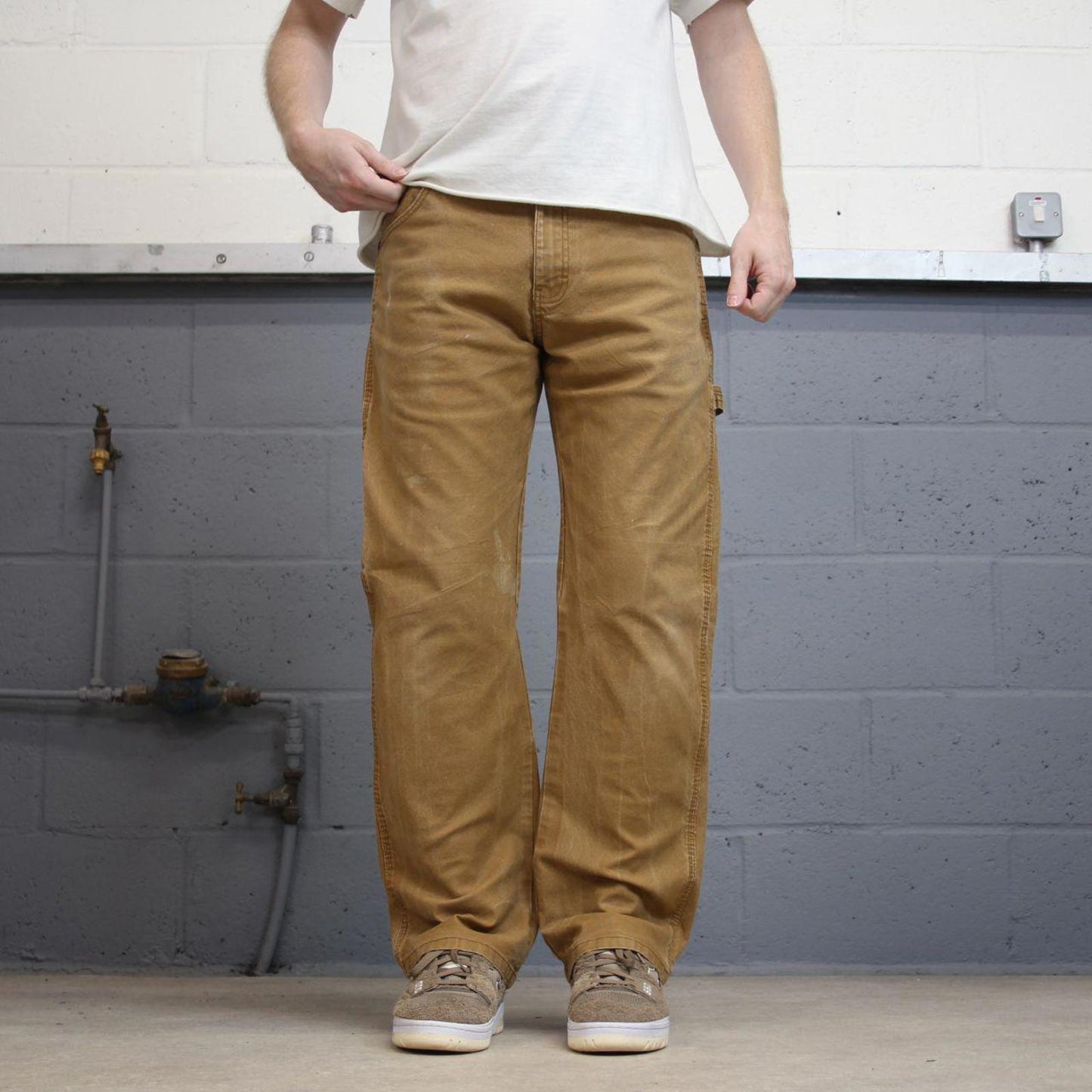 Tan Dickies carpenter jeans W32L30 loose canvas 90s skater style cargo pants