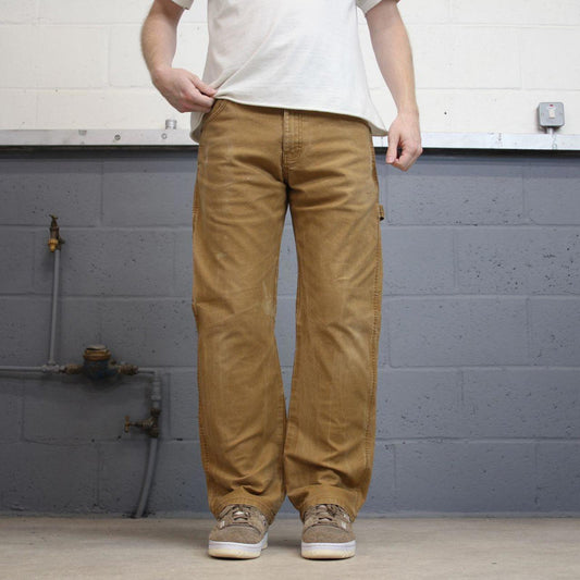 Tan Dickies carpenter jeans W32L30 loose canvas 90s skater style cargo pants