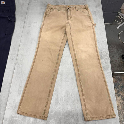 Tan Carhartt carpenter pants size 8 W32L31 original fit cargo 90s style pants