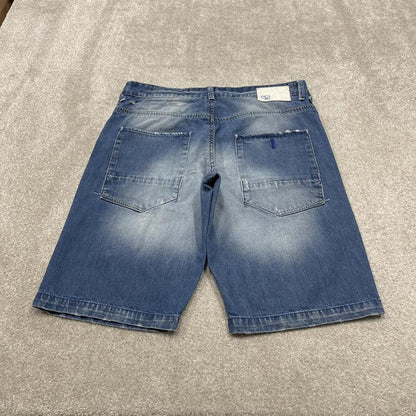 Y2k Jack & Jones long denim shorts loose blue Thick summer skater style jorts