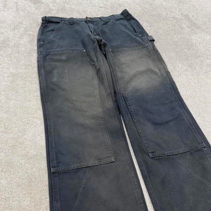 Carhartt double knee carpenter jeans black canvas W34L30 90s style thick loose leg cargos