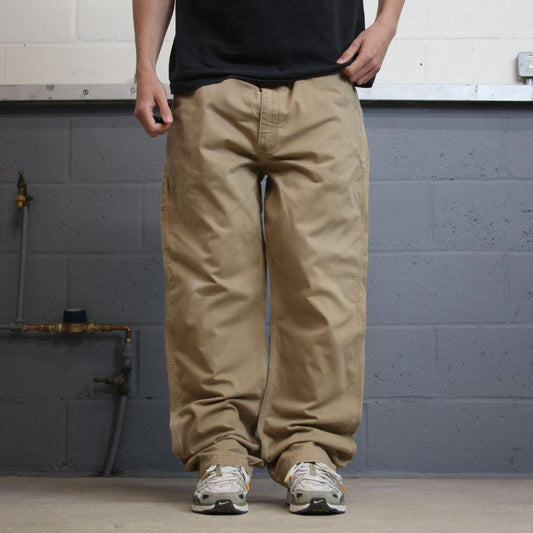 Carhartt carpenter pants relaxed fit tan Loose skate style cargo work trousers