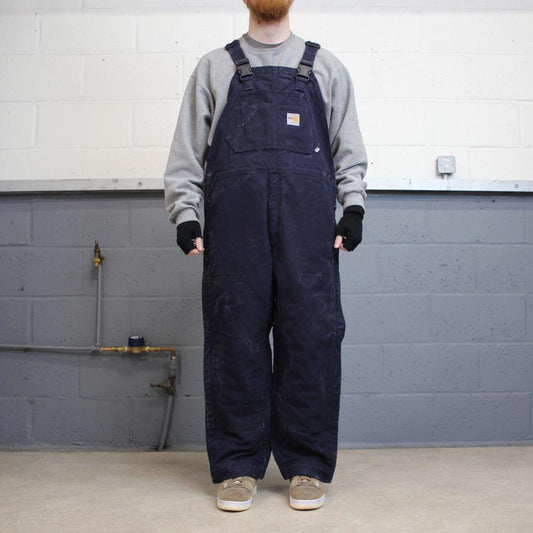 Vintage Carhartt FR dungarees W36L28 mens canvas overalls navy utility worker