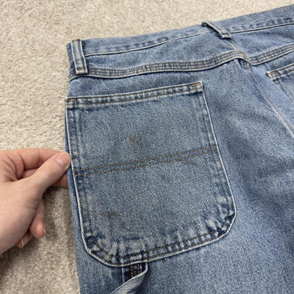 Denim carpenter shorts Y2K cargo blue Rustler loose frayed skater style surf jorts