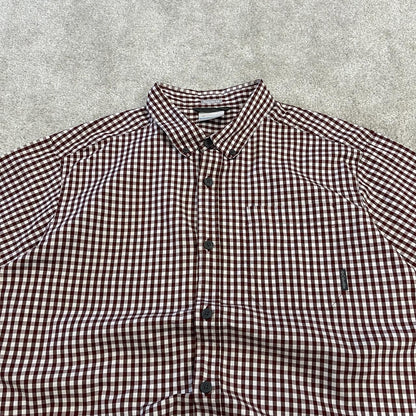 Columbia checkered short sleeve shirt red Y2K surf style check shirt summer holiday
