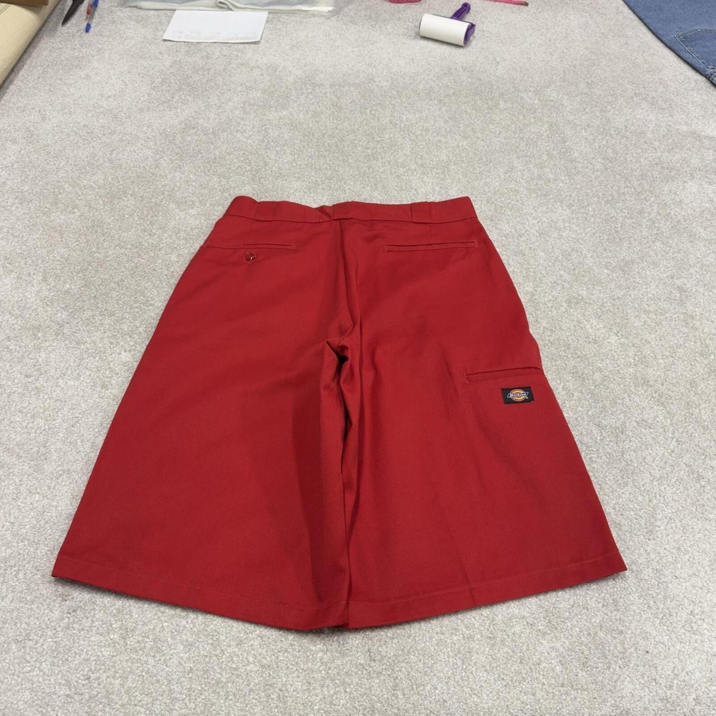 Dickies baggy carpenter shorts red twill chino long skater style festival shorts