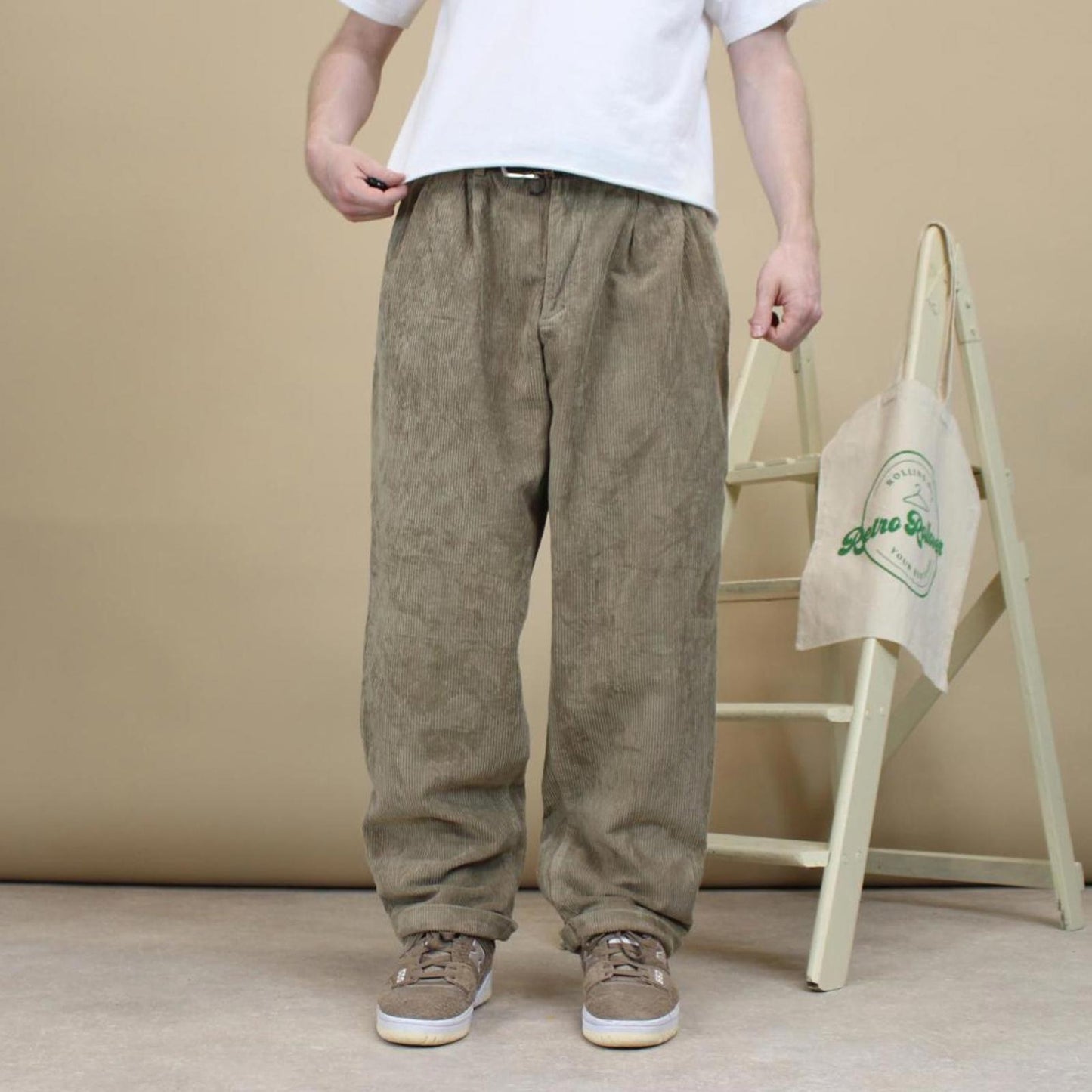 Tan baggy corduroy trousers W36L30