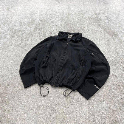 00s Columbia technical fleece XL women's black full zip up y2k style autumn adjustable waist