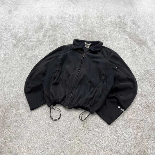 00s Columbia technical fleece XL women's black full zip up y2k style autumn adjustable waist