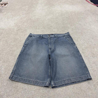 Denim carpenter shorts Y2K cargo blue Loose leg skater style surf jorts