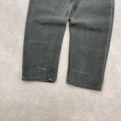 Vintage Carhartt dungarees overalls green W26L22 bib & brace workwear carpenter pants utility style