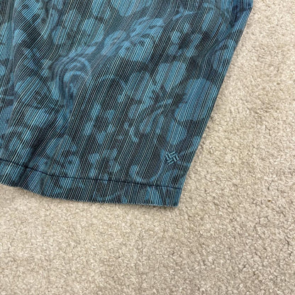 Columbia funky corduroy short sleeve shirt blue Y2K patterned festival surf style summer shirt