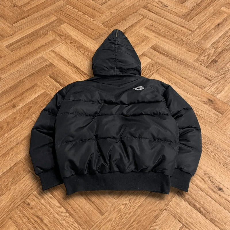 North face 550 puffer jacket women’s black fur hood winter TNF down coat