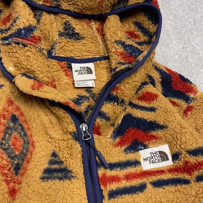 North Face technical aztec fleece S men’s brown pattern deep pile teddy bear zip up TNF Autumn y2k
