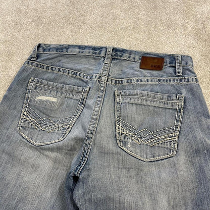 Baggy denim shorts y2k embroidered blue BKE Derek ripped style surf jorts