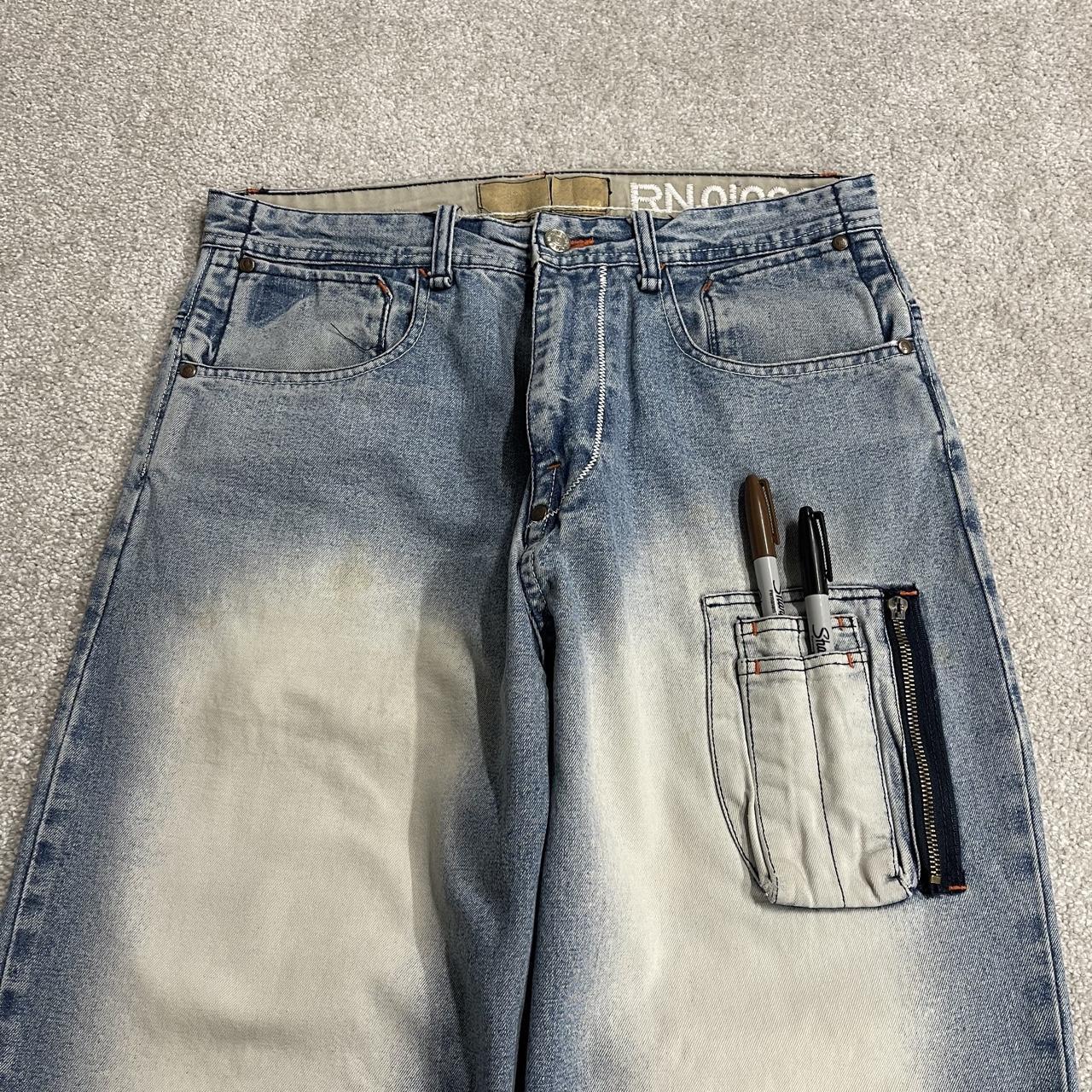 Akademiks baggy jeans y2k washed blue W32L34 Wide leg heavy denim utility pockets cargo skater pant