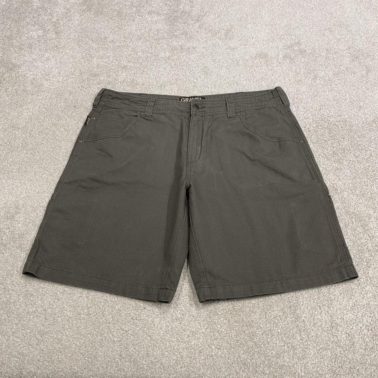 Baggy carpenter shorts utility cargo green Gravel Gear loose skater style summer shorts
