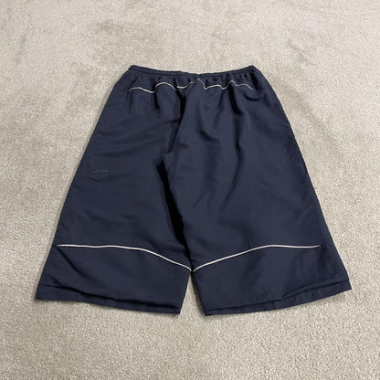 Baggy Slazenger 3/4 length shorts navy Long floaty lined y2k tracksuit sports shorts embroidered