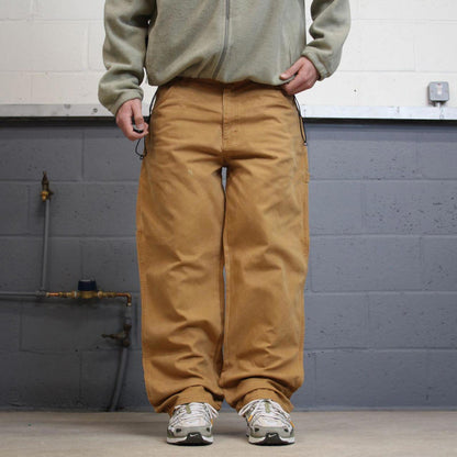 Y2K baggy carpenter jeans wide leg tan brown Loose Jesse James skate style workwear cargo pants