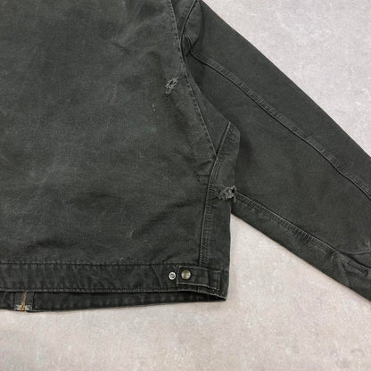 Green Carhartt Detroit jacket XXL J97 MOS boxy cropped blanket lined brown collar canvas workwear