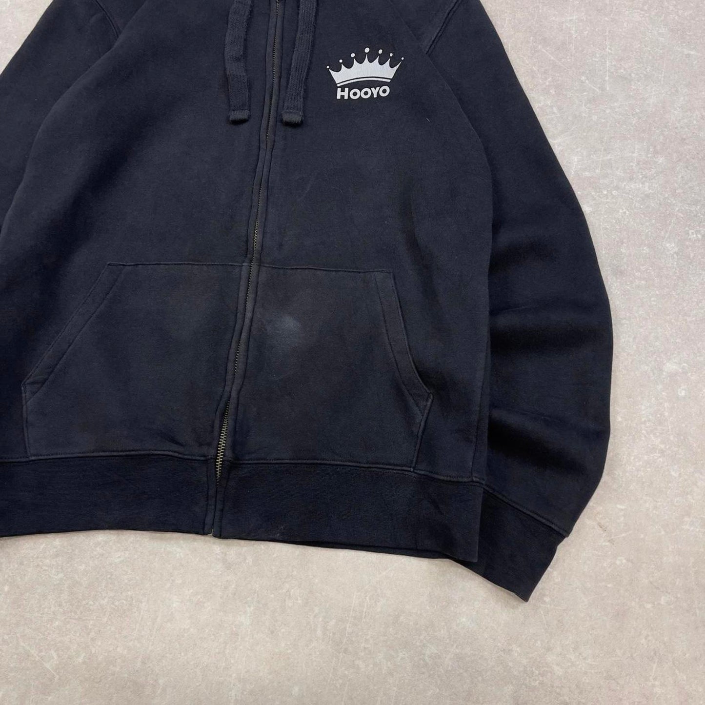 Black vintage Russel zip hoodie Medium full zip hooded sweatshirt Hooyo