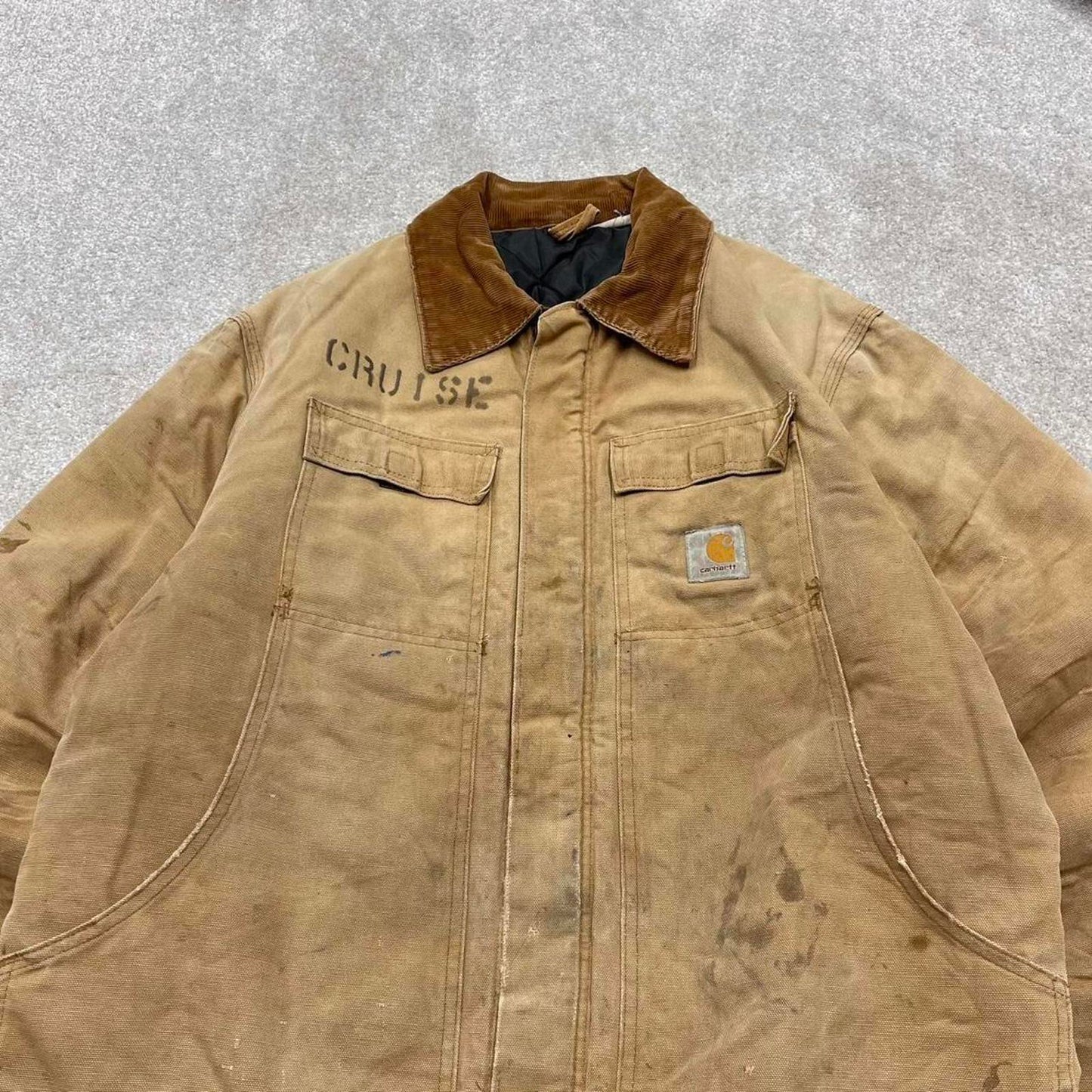 Vintage 90s Carhartt jacket winter XL tan brown canvas padded arctic chore coat workwear