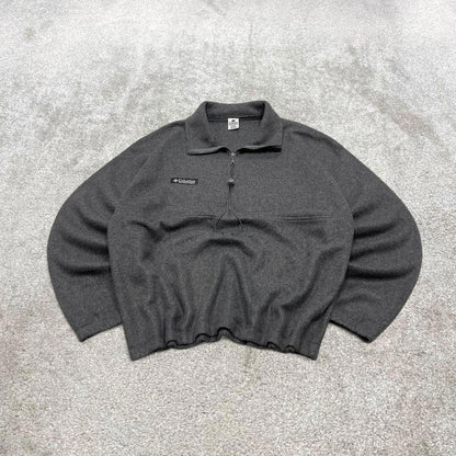 00s Columbia technical fleece L men's grey 1/4 zip up y2k style autumn pull over casual