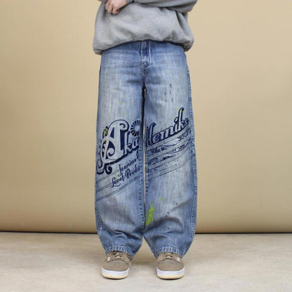 Blue Akademiks jeans W29L30 big embroidered y2k stitch design loose fit