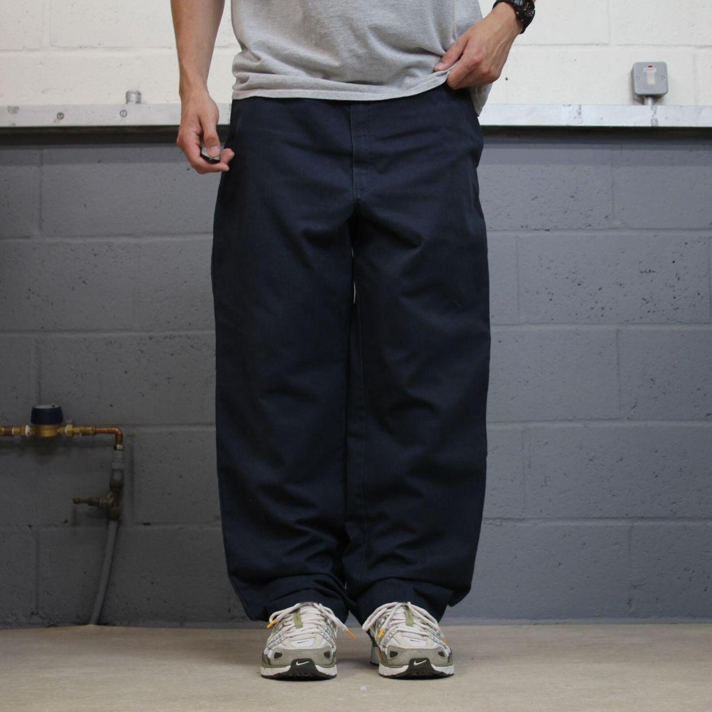 Dickies work pants loose navy Loose leg twill chino style skate trousers