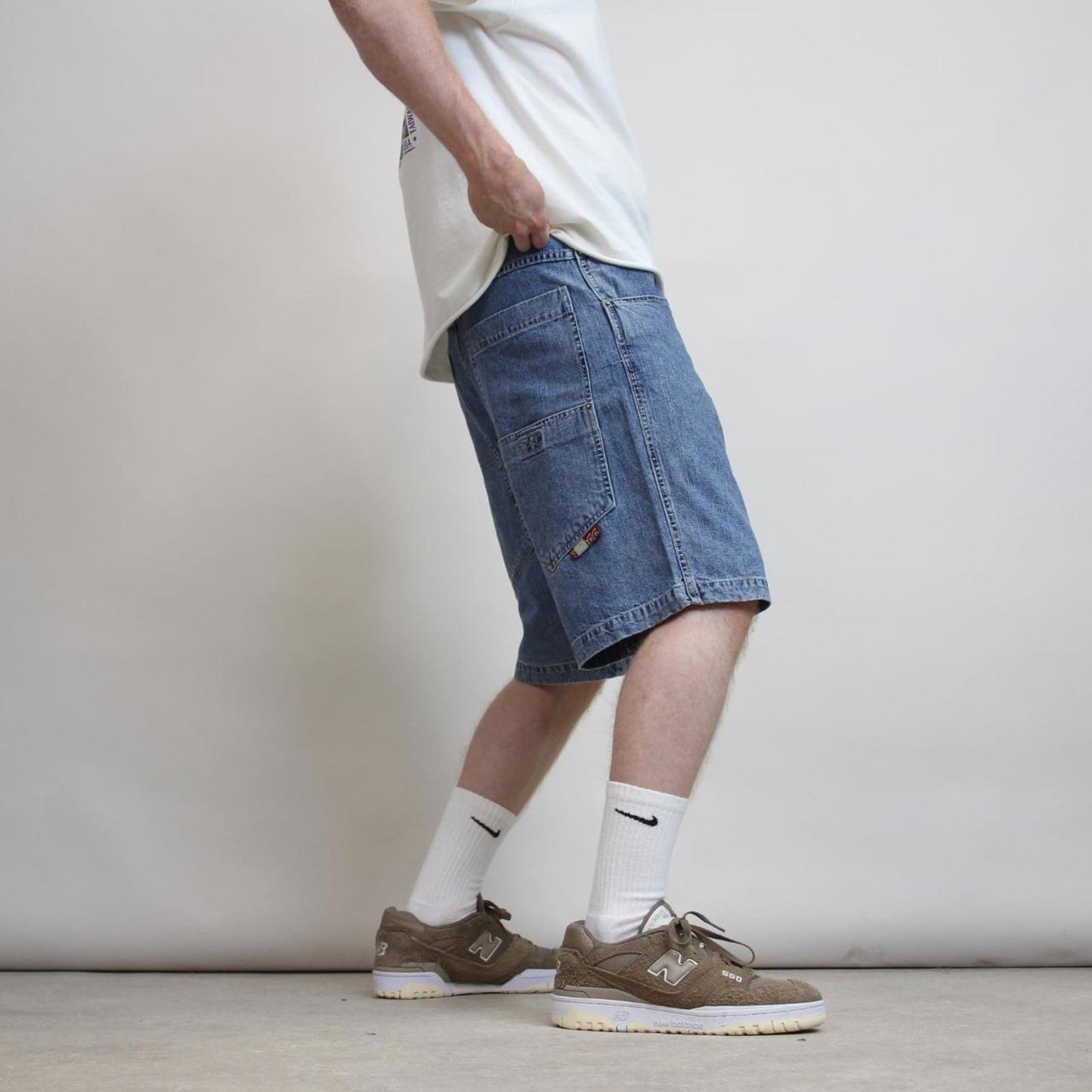 Y2K Denim Skate Jorts W30 PLUGG loose large rear pocket y2k style skater shorts