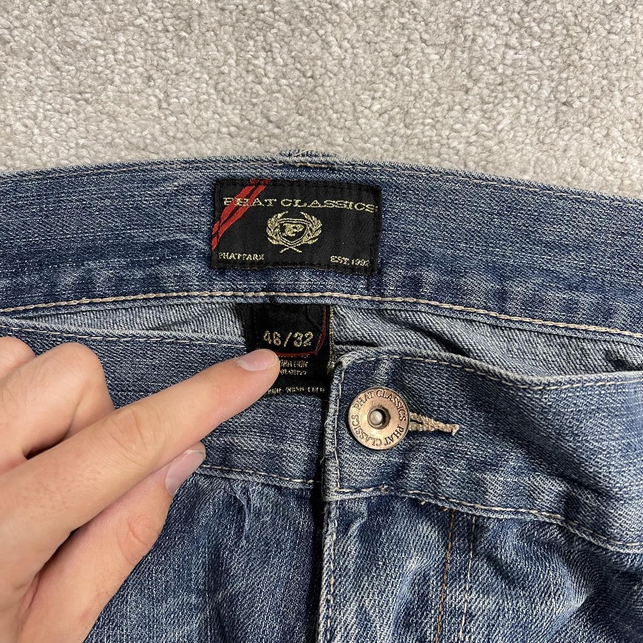 Phat Classic embroidered jeans loose washed blue denim Y2K Phat Farm loose surf style pants