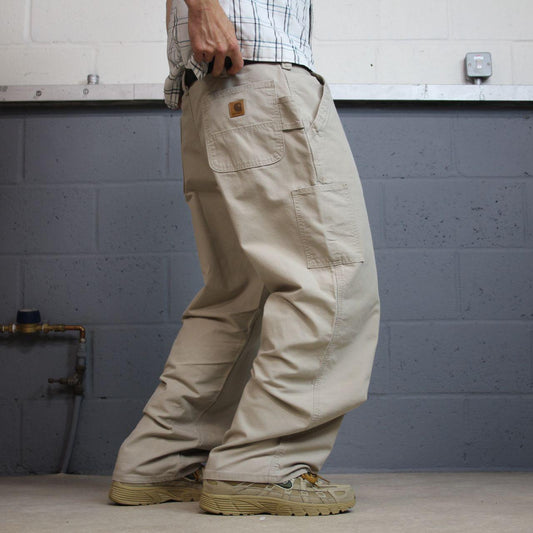 Carhartt baggy carpenter pants Y2K beige Loose fit skater cargo work pants utility