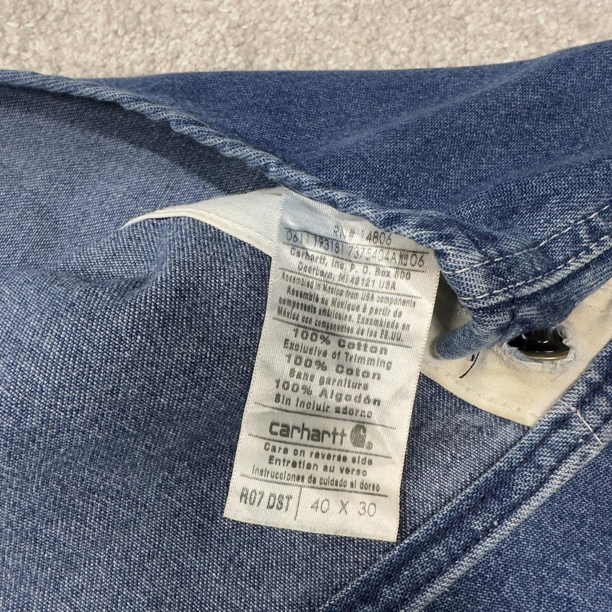 Carhartt baggy dungaree shorts 00s denim overalls blue