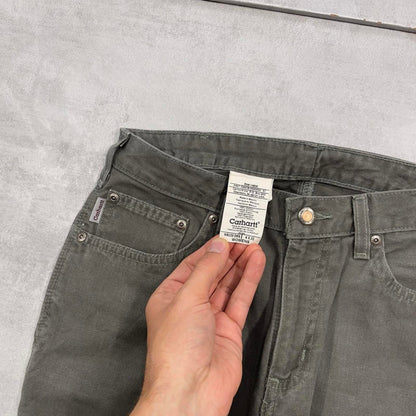 Green Carhartt carpenter jeans size 4x32 women's 90s style canvas cargos