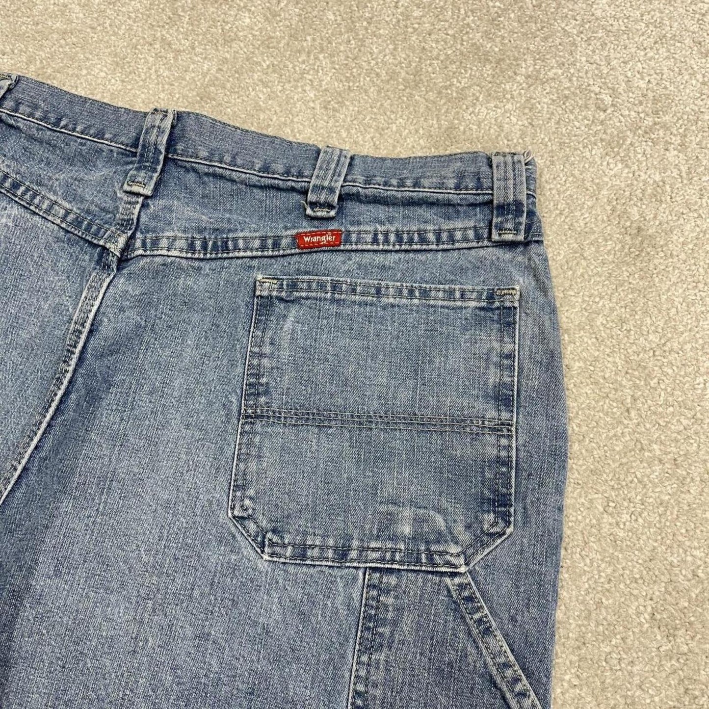Wrangler denim shorts carpenter washed blue Loose fit skater style summer cargo jorts