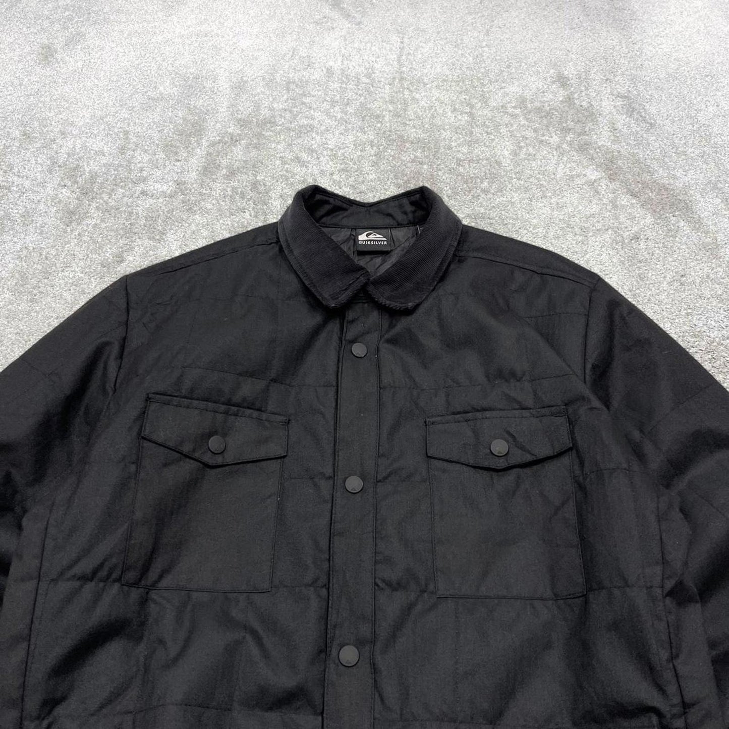 00s Quiksilver technical over shirt jacket M men's black y2k style quilted shacket