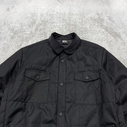 00s Quiksilver technical over shirt jacket M men's black y2k style quilted shacket