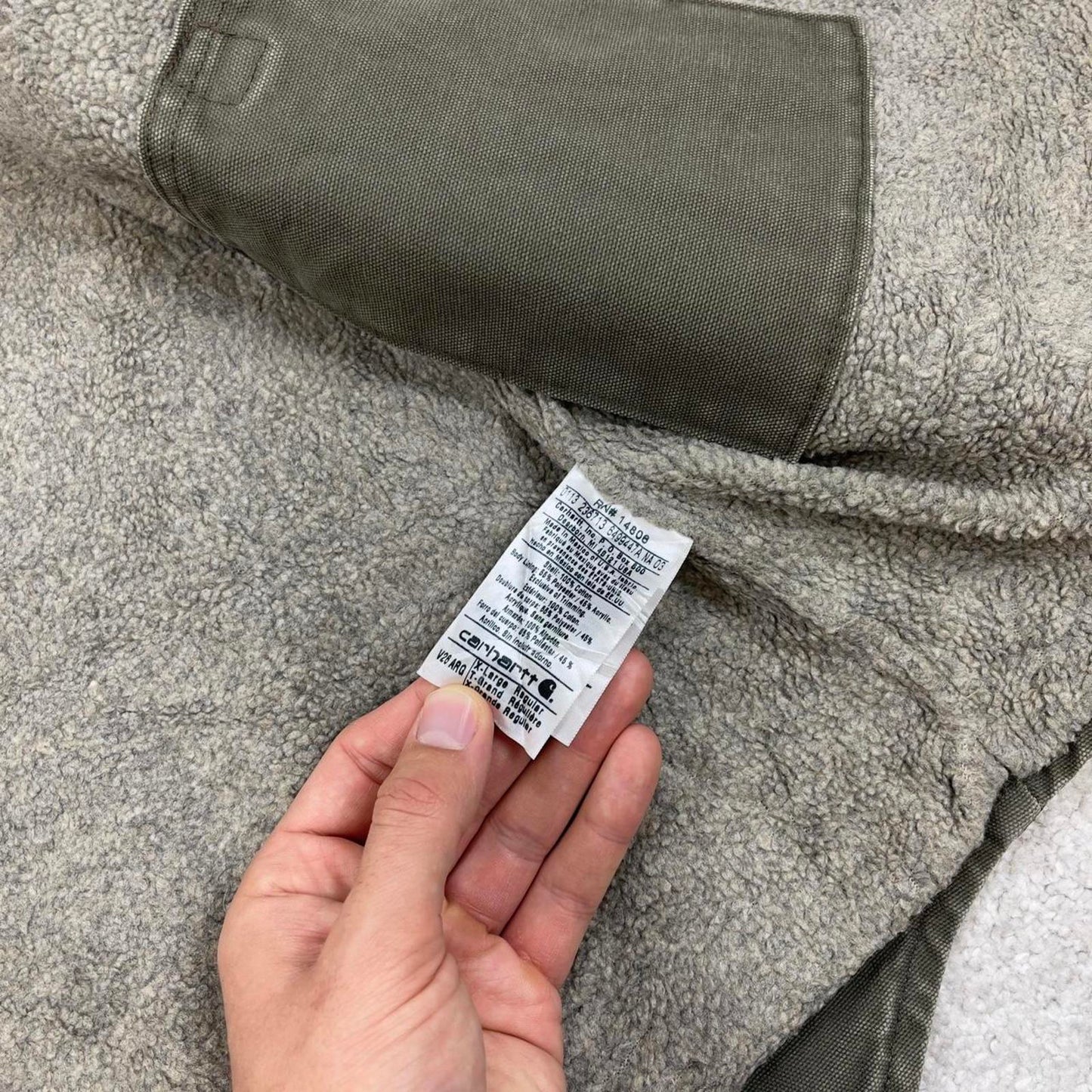 Green vintage Carhartt Gilet XL thick canvas sherpa lined body warmer
