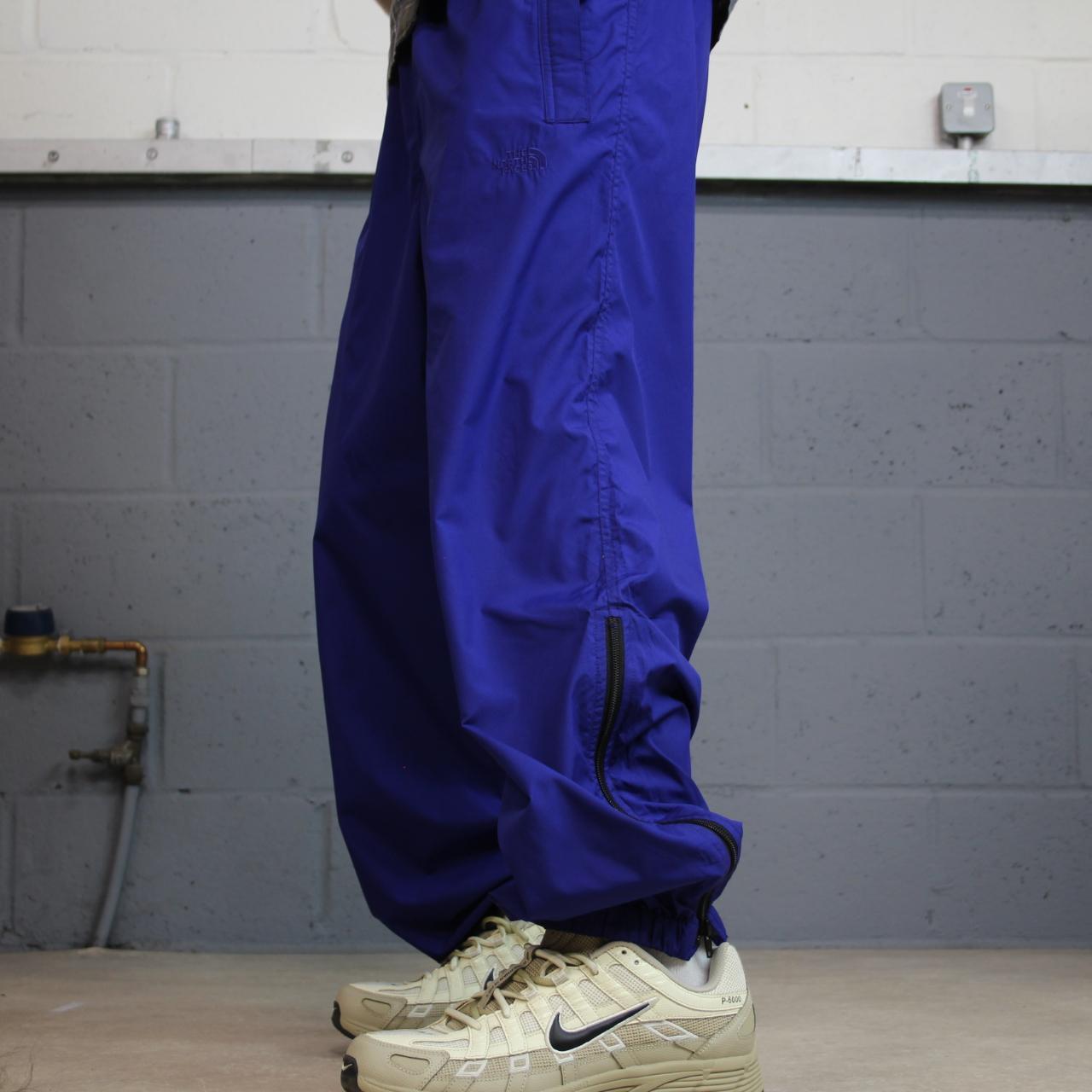 The north face y2k tracksuit bottoms blue Loose leg embroidered logo 2000s style track pants
