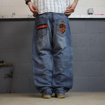 COOGI embroidered baggy jeans y2k W38L32 blue Large embroidered COOGI country club loose leg skater