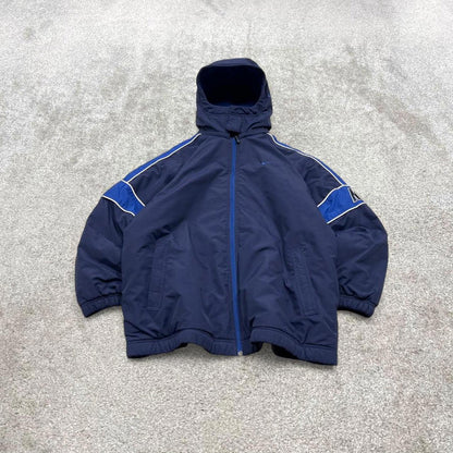 Vintage y2k Nike technical reversible jacket navy Fleece embroidered tech hooded windbreaker coat