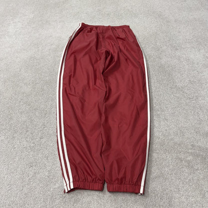 Y2K vintage Adidas tracksuit bottoms red large Loose leg embroidered logo side stripe 2000s style