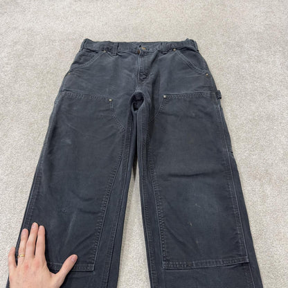 Black vintage Carhartt double knee carpenter jeans y2k Loose leg canvas skater style workwear